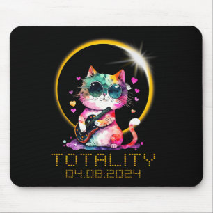 Solar Eclipse Cat Wearing Solar Eclipse Glasses Mouse Pad