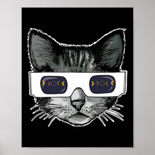 Solar Eclipse Cat Wearing Solar Eclipse Glasses  Poster