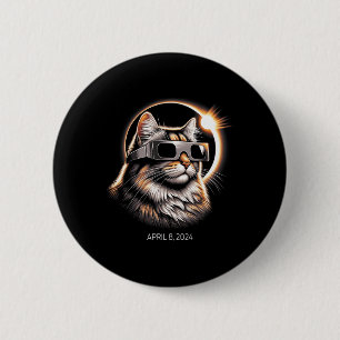 Solar Eclipse Cat Wearing Solar Eclipse Gles 6 Cm Round Badge