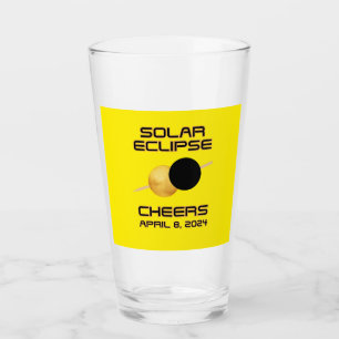 Solar Eclipse Cheers April 8, 2024 Glass