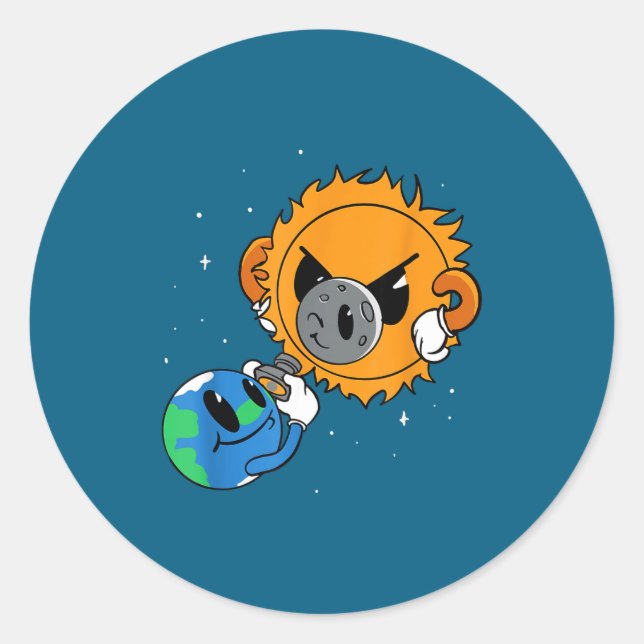 Solar Eclipse Classic Round Sticker (Front)