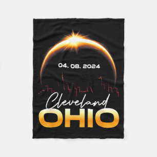 Solar Eclipse Cleveland Ohio Total Fleece Blanket