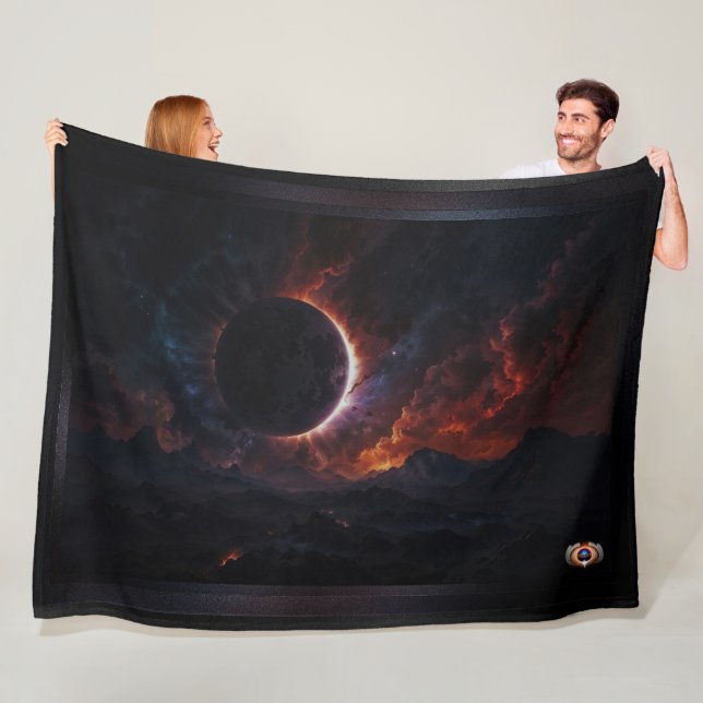 Solar Eclipse Cosmic Masterpiece Xzendor7 AI Art Fleece Blanket (In Situ)