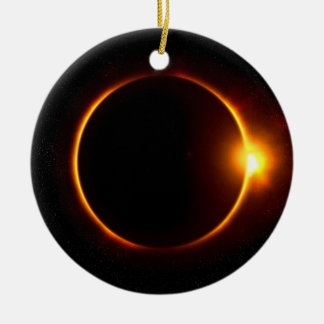Solar Eclipse Dark Sun & Moon Ceramic Ornament