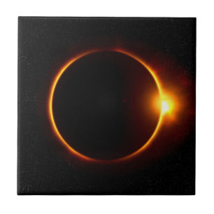 Solar Eclipse Dark Sun & Moon Ceramic Tile