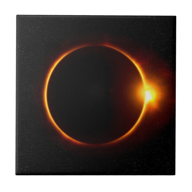 Solar Eclipse Dark Sun & Moon Ceramic Tile (Front)