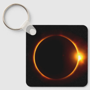 Solar Eclipse Dark Sun & Moon Key Ring