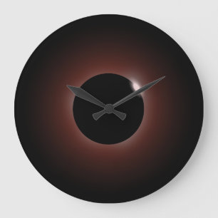 Solar Eclipse Dark Sun & Moon Large Clock