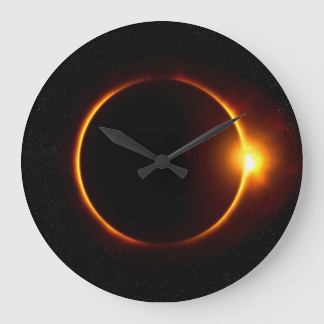 Solar Eclipse Dark Sun & Moon Large Clock (Front)