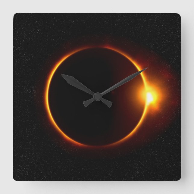 Solar Eclipse Dark Sun & Moon Square Wall Clock (Front)