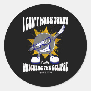 Solar Eclipse Day Off Dabbing Classic Round Sticker