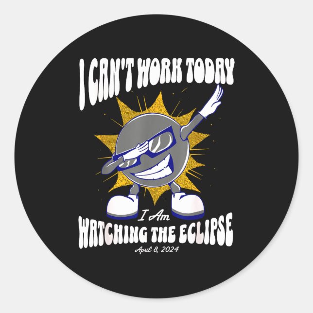 Solar Eclipse Day Off Dabbing Classic Round Sticker (Front)