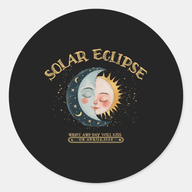Solar Eclipse Design 4.08.24 Total Solar Eclipse 2 Classic Round Sticker (Front)