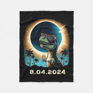 Solar Eclipse Dino With Solar Eclipse Gles  Fleece Blanket