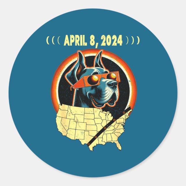Solar Eclipse Dog Solar Eclipse Classic Round Sticker (Front)