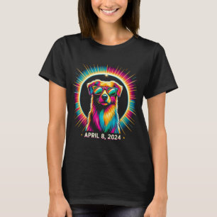 Solar Eclipse Dog Wearing Solar Eclipse Gles T-Shirt