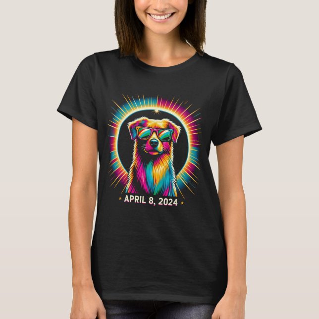 Solar Eclipse Dog Wearing Solar Eclipse Gles  T-Shirt (Front)