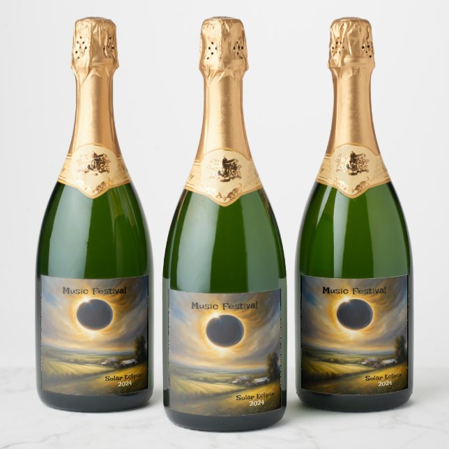 Solar Eclipse Farm Midwest Customise Set of 6 Sparkling Wine Label (Bottles)