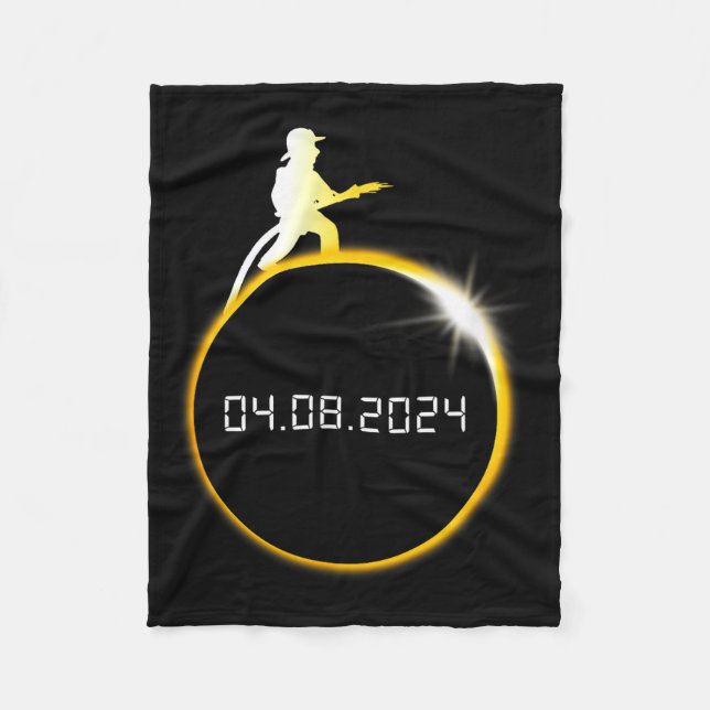 Solar Eclipse Firefighter Moon Fireman Fleece Blanket (Front)