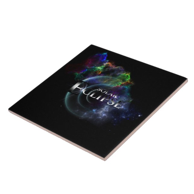 Solar Eclipse Fractal Art Spacescape Ceramic Tile (Side)
