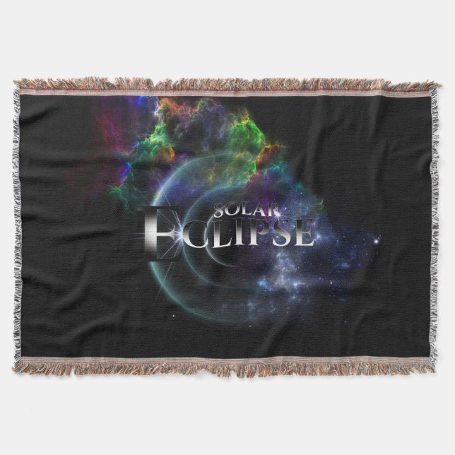 Solar Eclipse Fractal Art Spacescape Throw Blanket (Front)