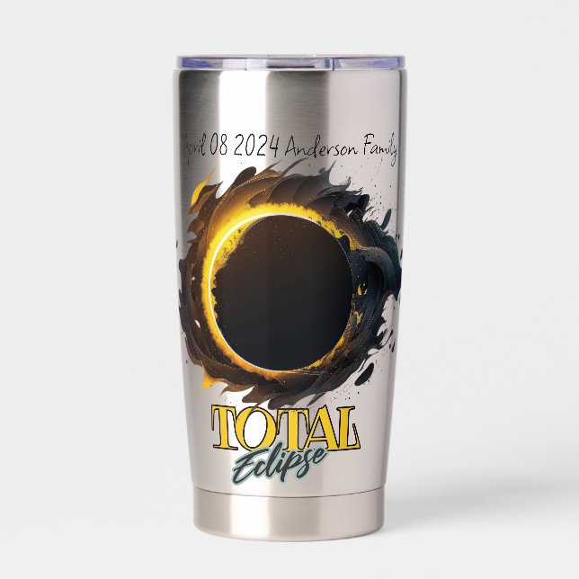 Solar Eclipse Gift April 8th 2024 Customisable Insulated Tumbler (Front)