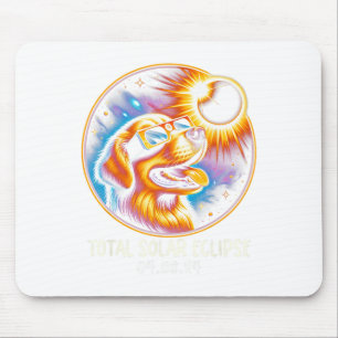 Solar Eclipse Golden Retriever Wearing Glasses Apr Mouse Pad