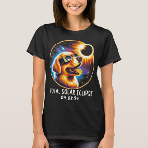 Solar Eclipse Golden Retriever Wearing Glasses Apr T-Shirt