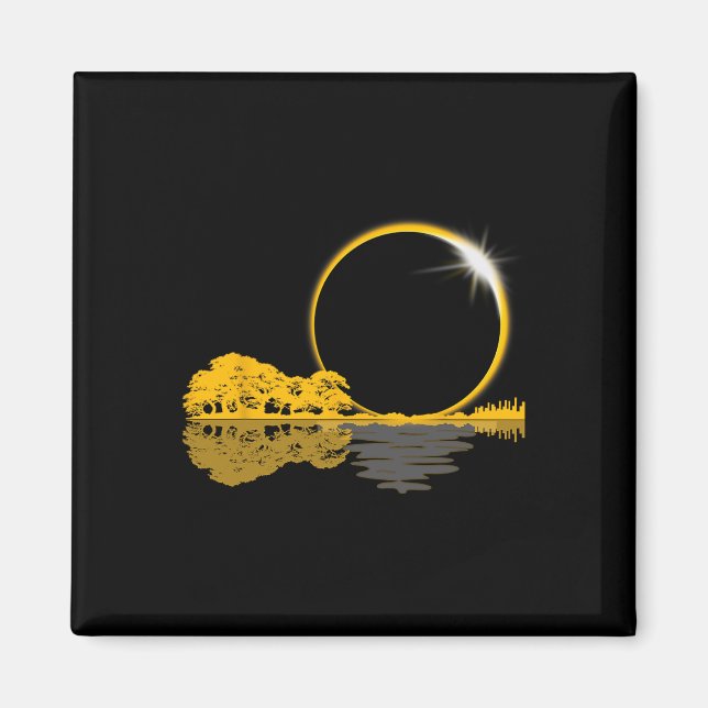 Solar Eclipse Guitar Nature Moon Retro Style Guita Magnet (Front)