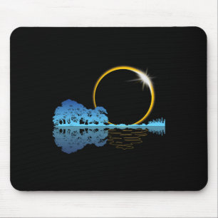 Solar Eclipse Guitar Nature Moon Retro Style Guita Mouse Pad
