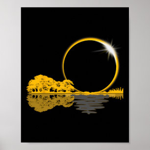 Solar Eclipse Guitar Nature Moon Retro Style Guita Poster