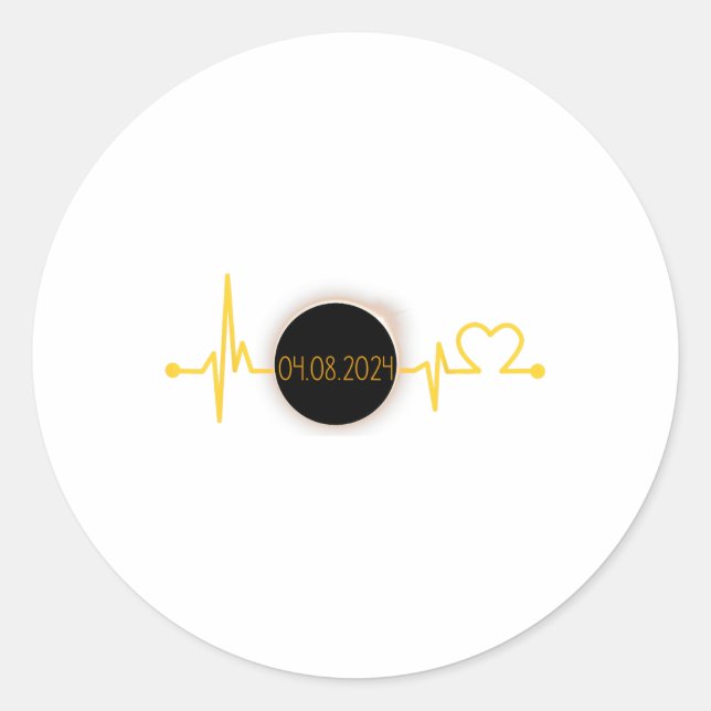Solar Eclipse Heartbeat Total Solar Eclipse April  Classic Round Sticker (Front)