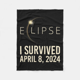 Solar Eclipse I Survived April 8 2024 Total Solar Fleece Blanket