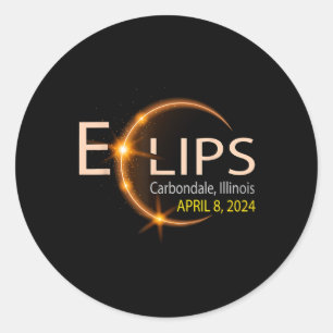 Solar Eclipse Illinois Carbondale Usa Totality Apr Classic Round Sticker