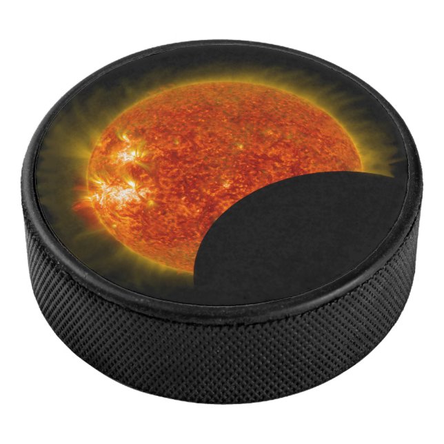 Solar Eclipse in Progress Hockey Puck (3/4)