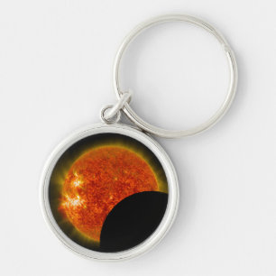 Solar Eclipse in Progress Key Ring