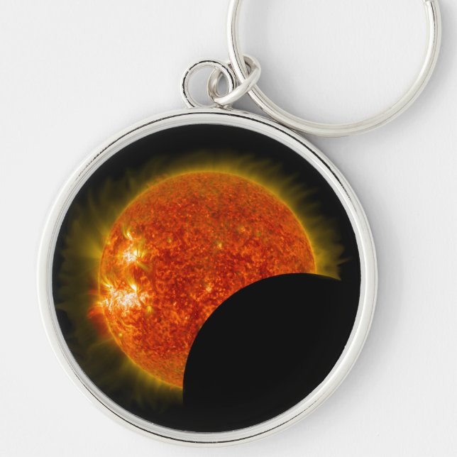 Solar Eclipse in Progress Key Ring (Front)