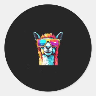 Solar Eclipse Llama April 8 Classic Round Sticker