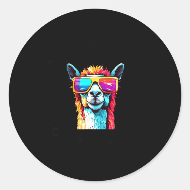 Solar Eclipse Llama April 8 Classic Round Sticker (Front)