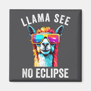 Solar Eclipse Llama April 8 Illustration Magnet
