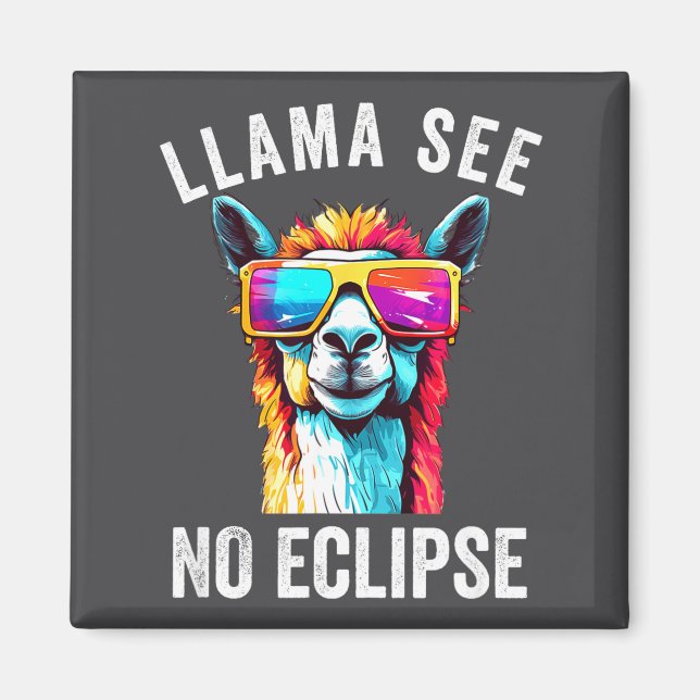 Solar Eclipse Llama April 8 Illustration Magnet (Front)