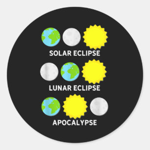 Solar Eclipse Lunar Eclipse Apocalypse Classic Round Sticker