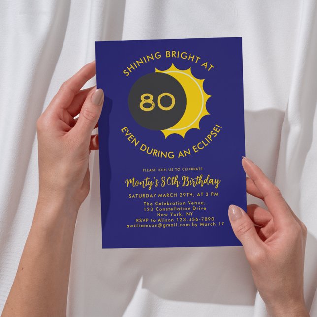 Solar Eclipse March 2025 80th Birthday Party  Invitation (Creator Uploaded)