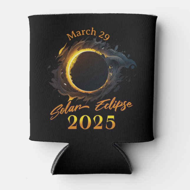  Solar Eclipse March 29 2025 Commemorative  Can Cooler (Front)