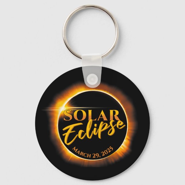  Solar Eclipse March 29 2025 Commemorative  Key Ring (Front)