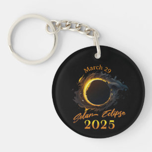 Solar Eclipse March 29 2025 Commemorative Key Ring