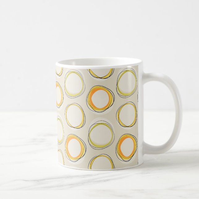 Solar Eclipse Mid-Century Modern - Black lines Coffee Mug (Right)
