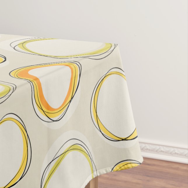 Solar Eclipse Mid-Century Modern - Black lines Tablecloth (In Situ)