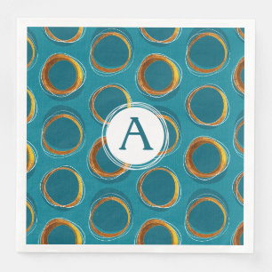 Solar Eclipse Mid-Century Modern - Blue and Gold Napkin