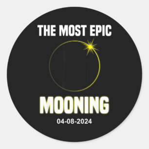 Solar Eclipse Mooning 04 08 Classic Round Sticker